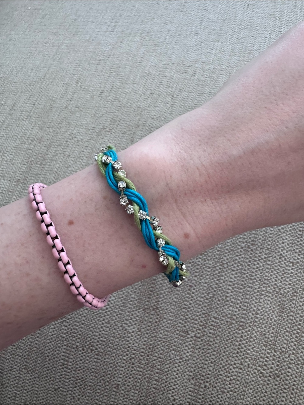 Braided Teal and Lime Crystal Accent Bracelet - Women Jewelry by Rose Gonzales